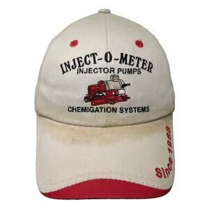 Vernon Apparel Inject-O-Meter Baseball Cap Hat Beige Red OS Embroidered Cotton